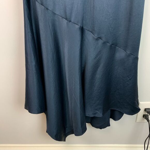 NWT Club Monaco women’s navy Long Sleeve Flounce asymmetric Dress size 10 - Picture 8 of 14